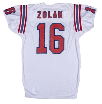 1992 Scott Zolak Game Worn New England Patriots Road Jersey - Rookie Season (New England Patriots COA)